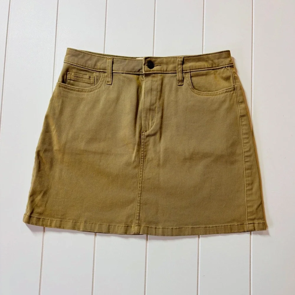 Vintage Y2K Hollister Khaki Stretch Mini Skirt Academia Neutral Size 3